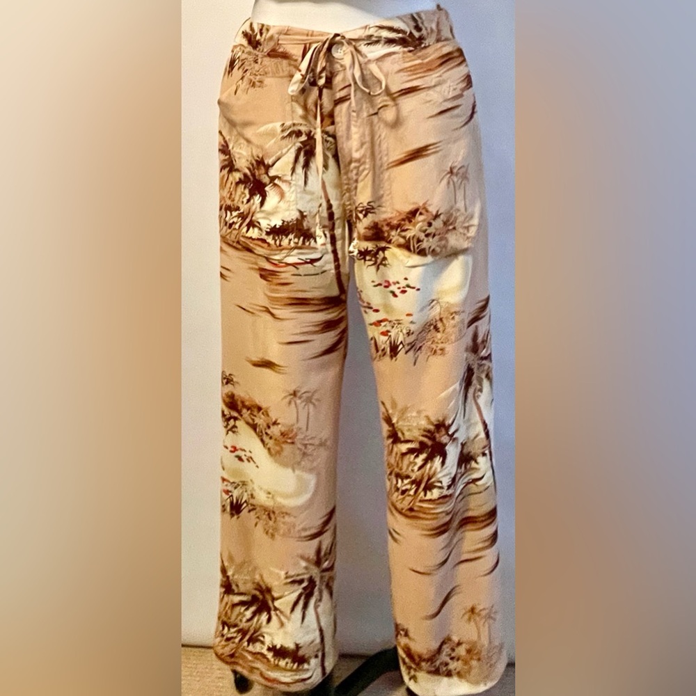 Lucky brand drawstring pants in vintage inspired island print - Picture 2 of 11